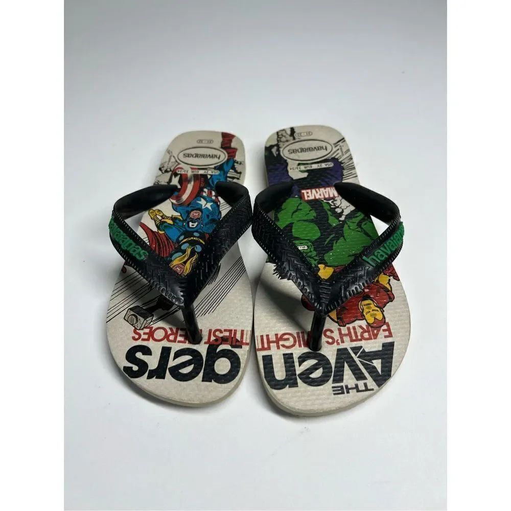 Havaianas Kids Top Marvel Classics Flip Flop Sandals - Beige - Size 4,5 Y